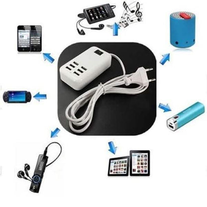 6-Ports USB-Powered Devices Wall Charger Power Adapter