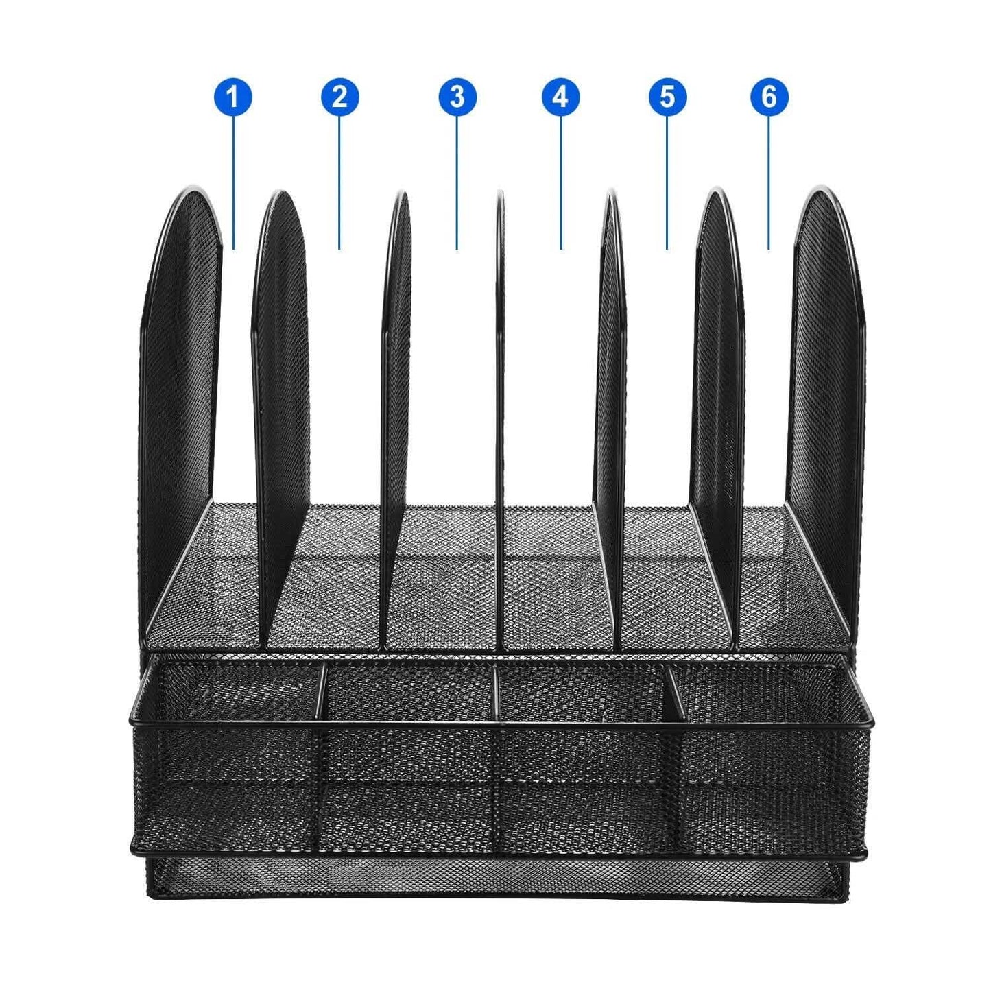 6 Trays 2 Tier Mesh Desk File Sorter Organizer Office Document Holder with Drawer