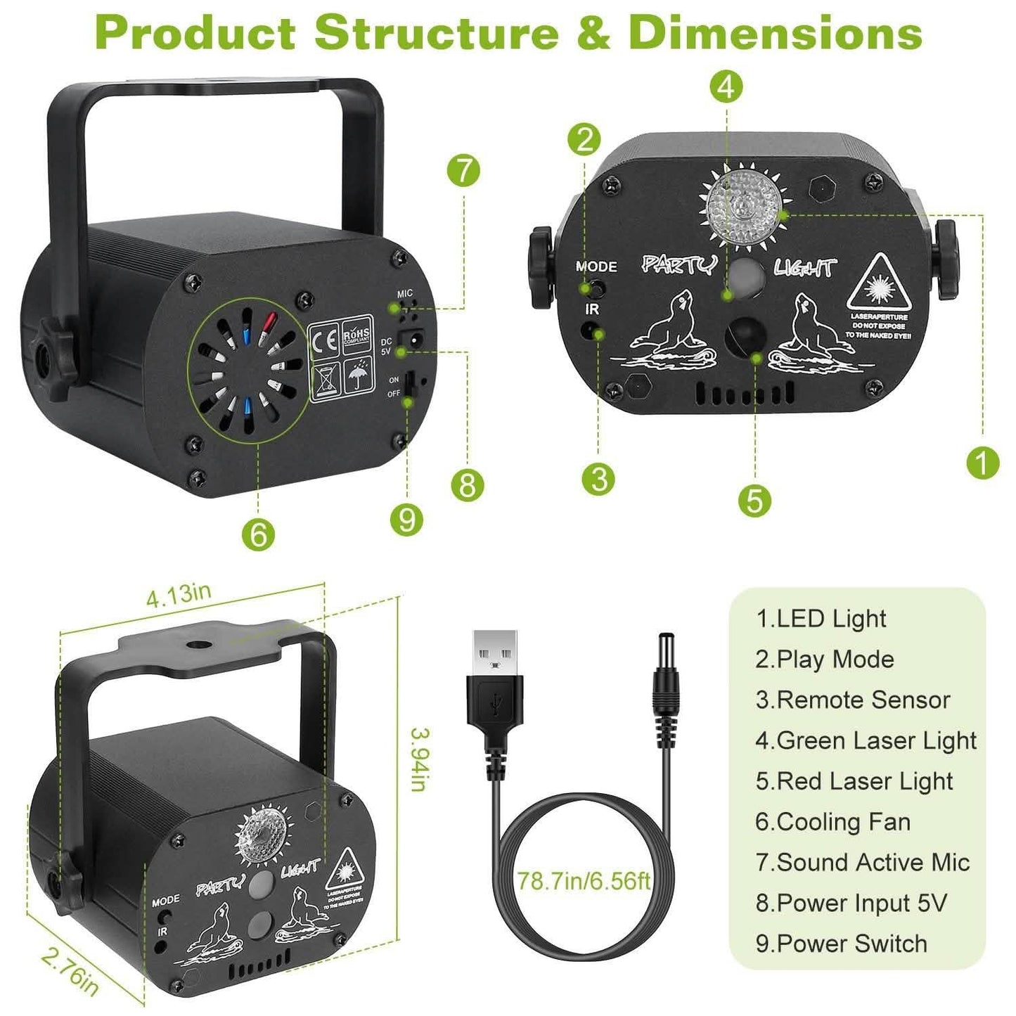 60 Pattern Laser Stage Light Sound