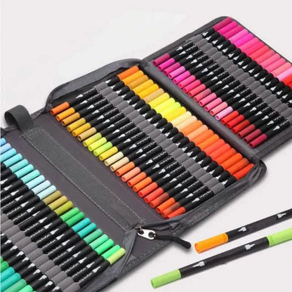 60-Pieces: Vibrant Double-Tip Brush Pens - Artist-Grade Fine & Brush Markers