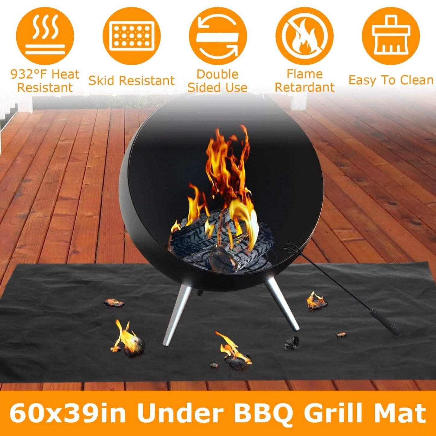 60 x 39" Under Grill Mat Folding Oil Absorbent Reusable Water Resistant