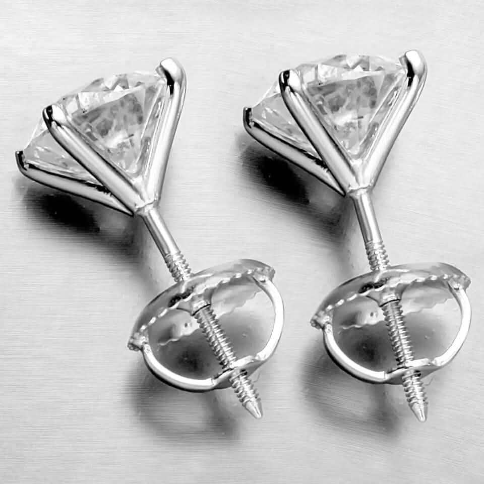 6.00 Ct Certified F VS2 Round Lab Grown Diamond 18K Stud Earrings