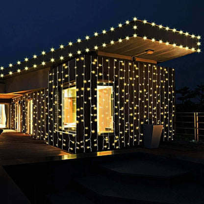 600 LED 9.8 x 19.6 FT. LED Curtain Lights with 8 Light Modes and Memory Function