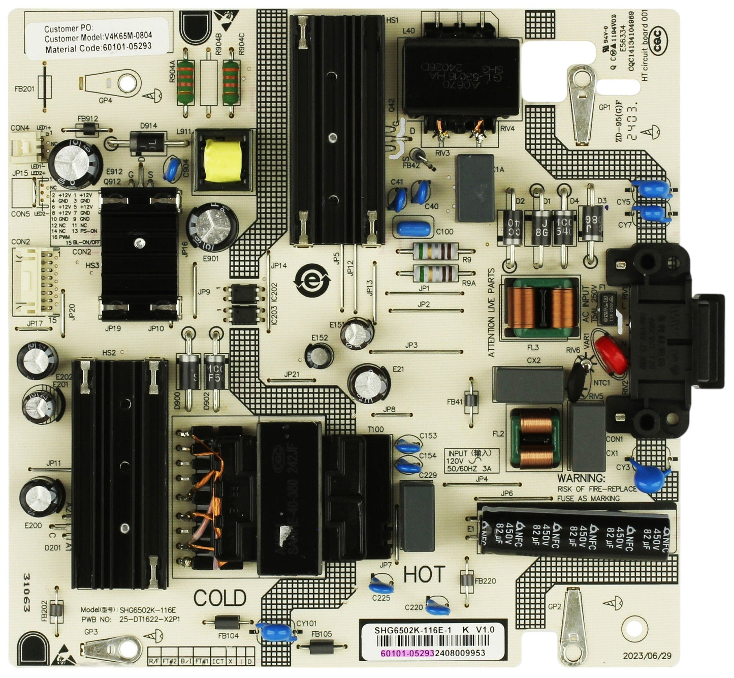60101-05293 Vizio Power Supply for V4K65M-0804