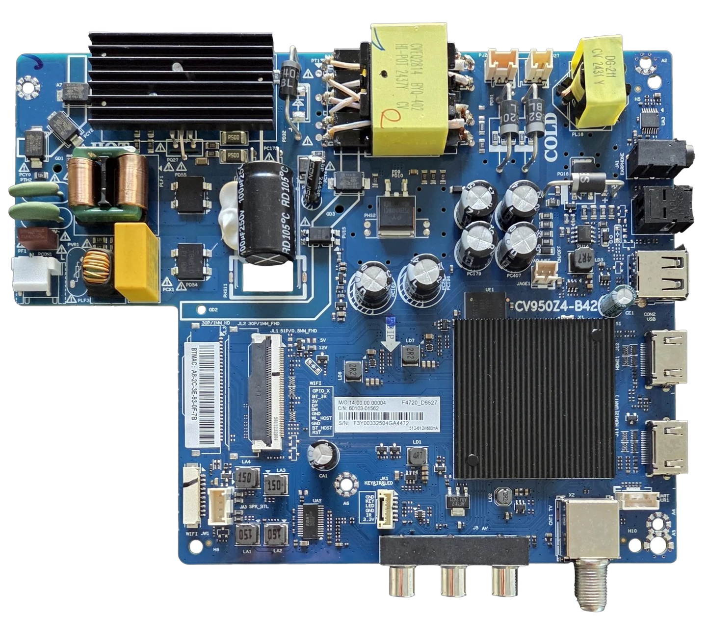 60103-01562 Insignia Main Board, CV950Z4-B42, NS-40F401NA26