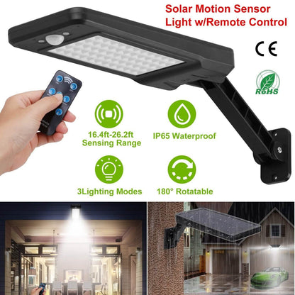 60LEDs Solar PIR Motion Sensor Remote Control Wireless Lamp