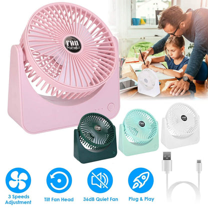 6.5" Desk Fan USB Powered 3 Speeds
