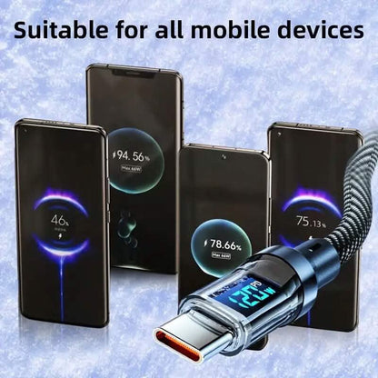 6.6 Ft. Super Fast Charging Cable 120W 6A USB to Type C Charge Cable with LCD Display