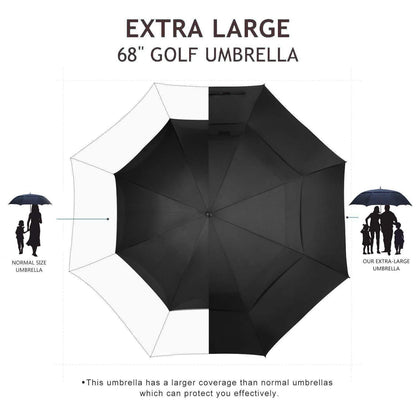 68" Automatic Open Golf Umbrella - Black