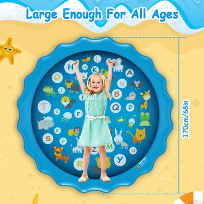 68" Inflatable Blow Up Pool Sprinkler Splash Pad For Kids
