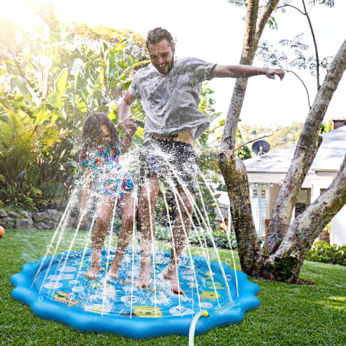 68" Inflatable Blow Up Pool Sprinkler Splash Pad For Kids