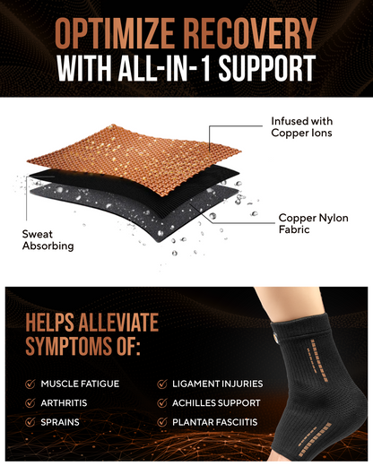 Copper Compression Ankle Brace Sleeves (2 Pack)