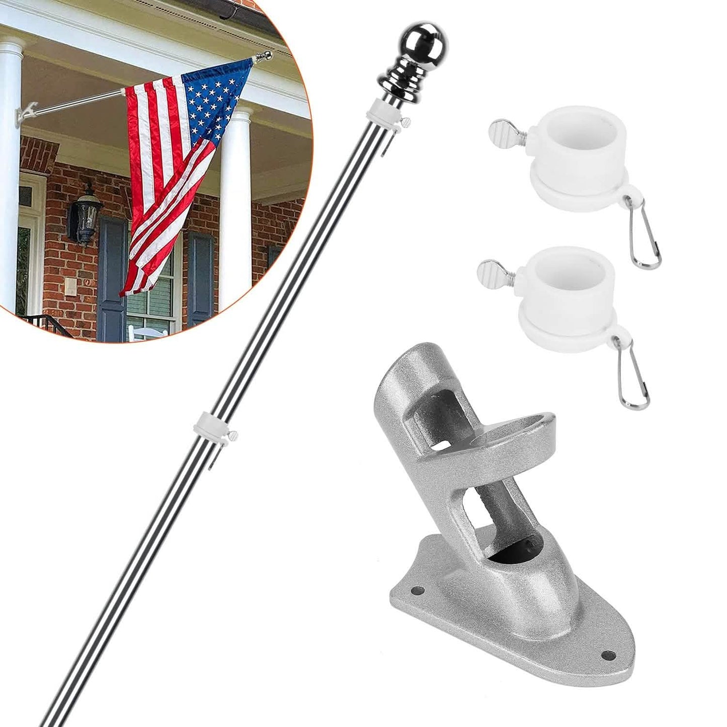 6Ft Stainless Steel Wall Mounted Flag Pole