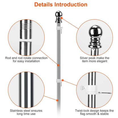 6Ft Stainless Steel Wall Mounted Flag Pole
