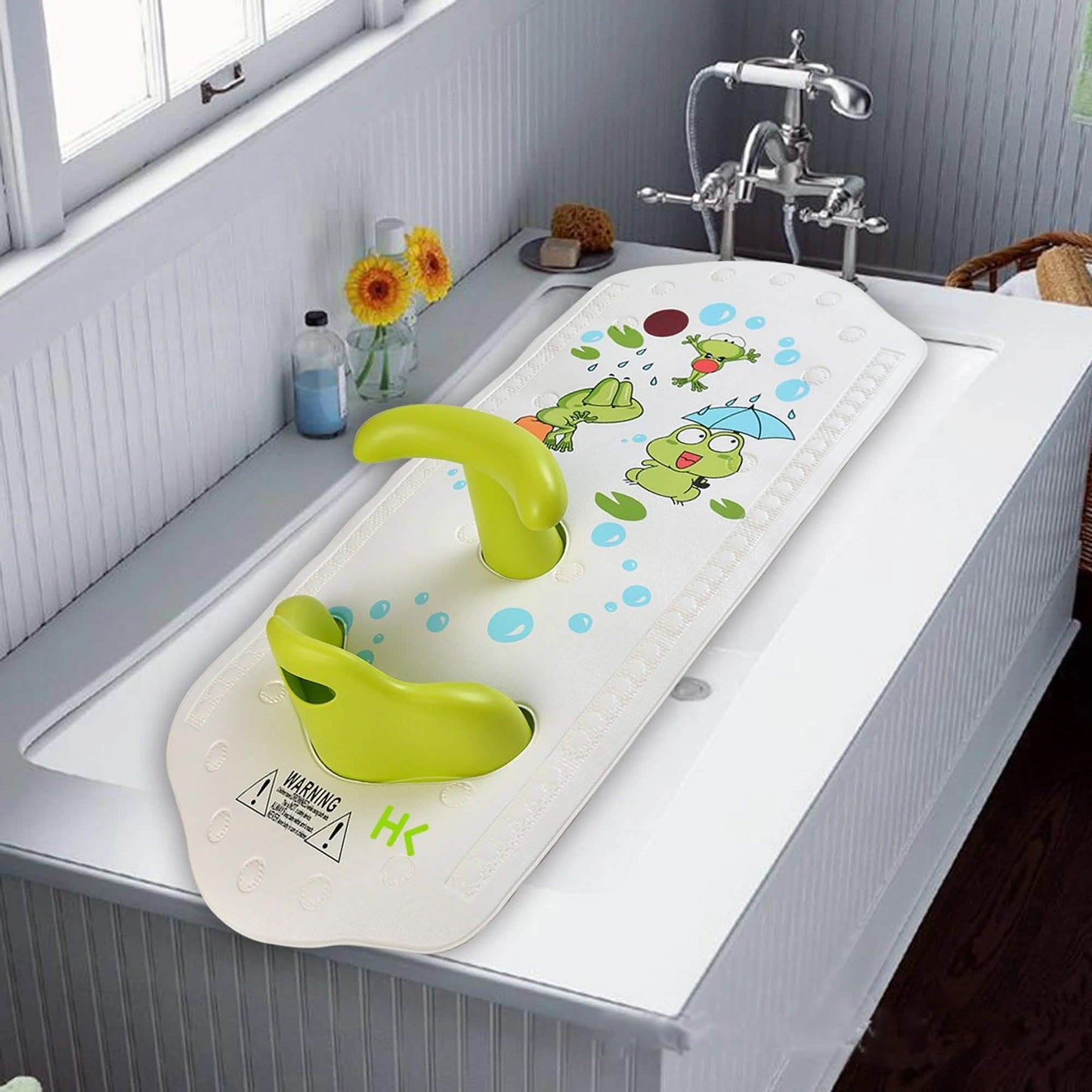 6M+ Infant Toddler Tub Seat Non-slip Safety Chair with Heat Sensitive Bath Mat