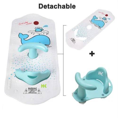 6M+ Infant Toddler Tub Seat Non-slip Safety Chair with Heat Sensitive Bath Mat