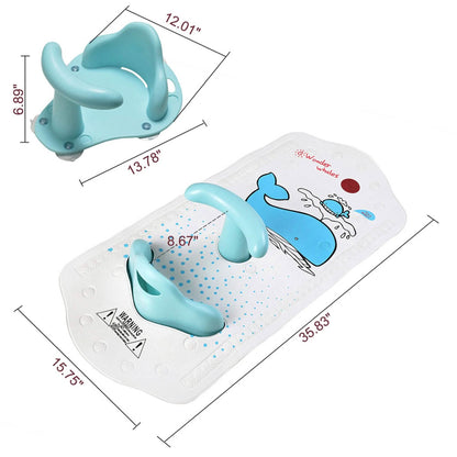 6M+ Infant Toddler Tub Seat Non-slip Safety Chair with Heat Sensitive Bath Mat