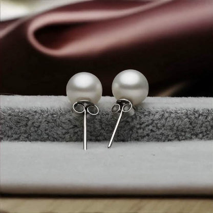 6mm 925 Sterling Silver Pearl Stud Earrings