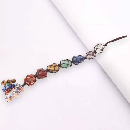 7 Chakra Gemstones Reiki Healing Crystals Tassel Wall Car Hanging Ornament