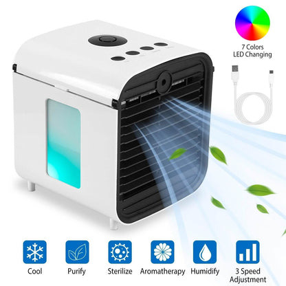 7-Color Change Portable Mini Air Conditioner Cooling Fan