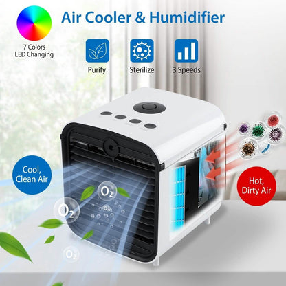 7-Color Change Portable Mini Air Conditioner Cooling Fan