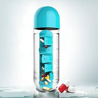 7-Day Pill Tablet Medicine Organizer Water Drink Bottle Holder Box