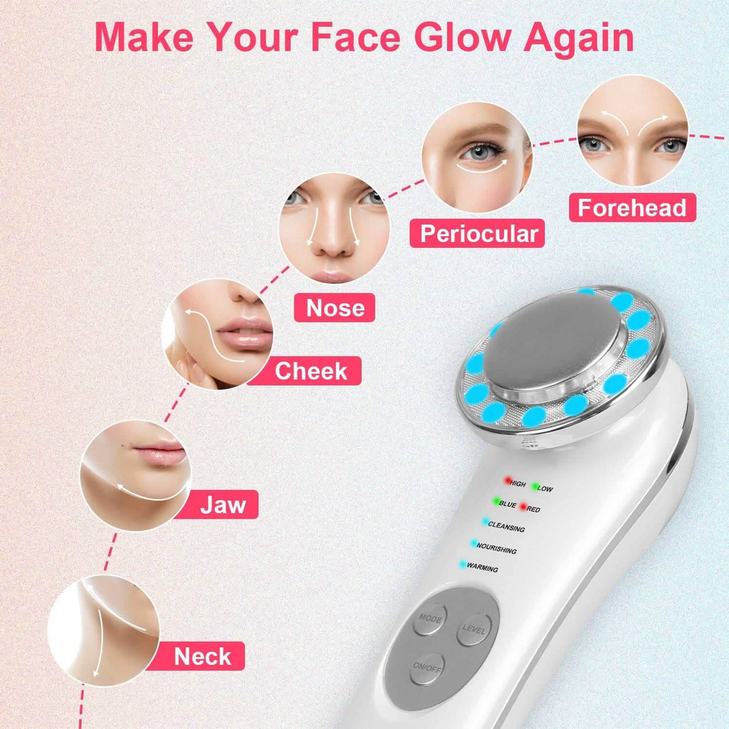 7-in-1 Facial Massager Ultrasonic High Frequency Face Lifting Machine