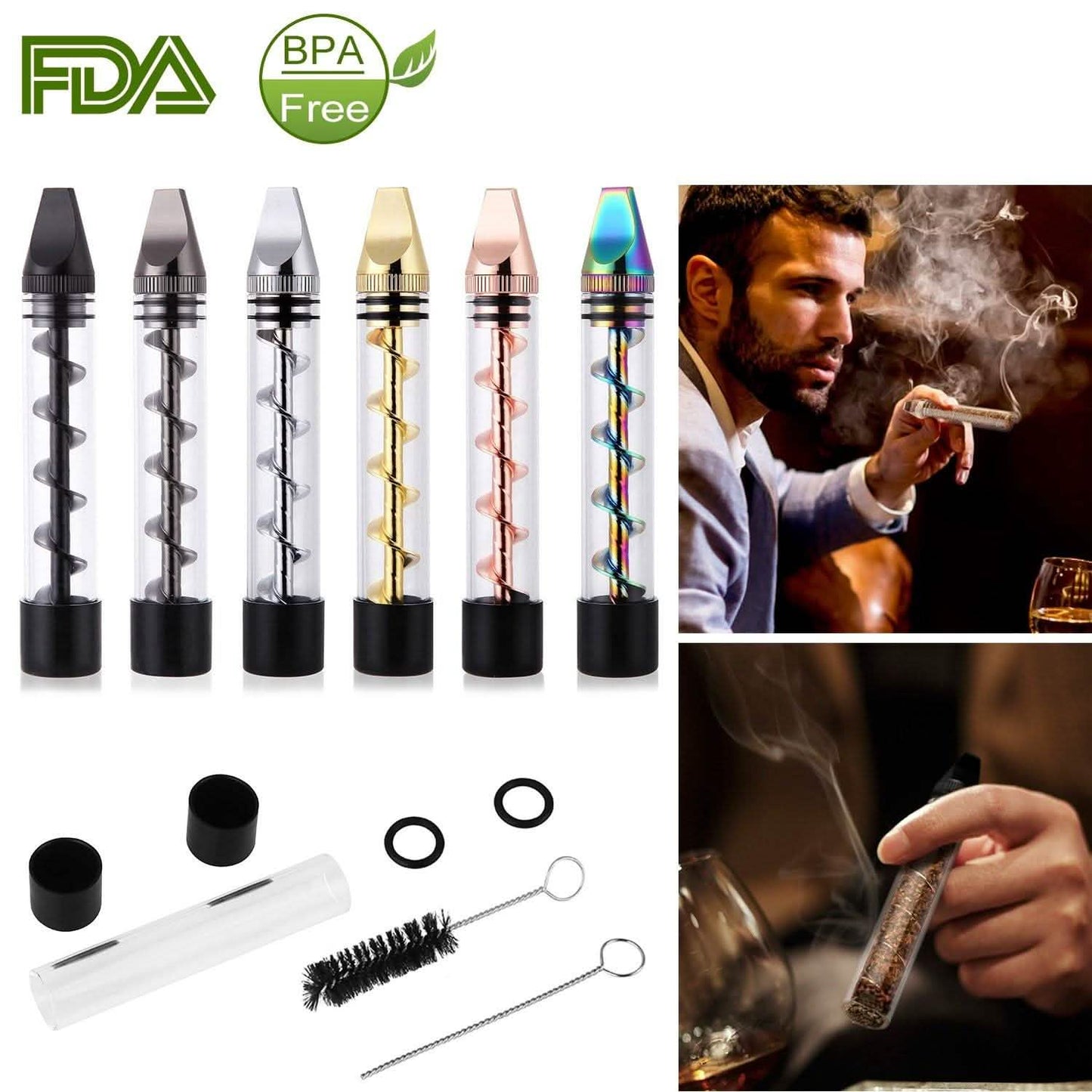 7-in-1 Grinder Blunt Kit with Smoking Metal Tip Cleaning Brush