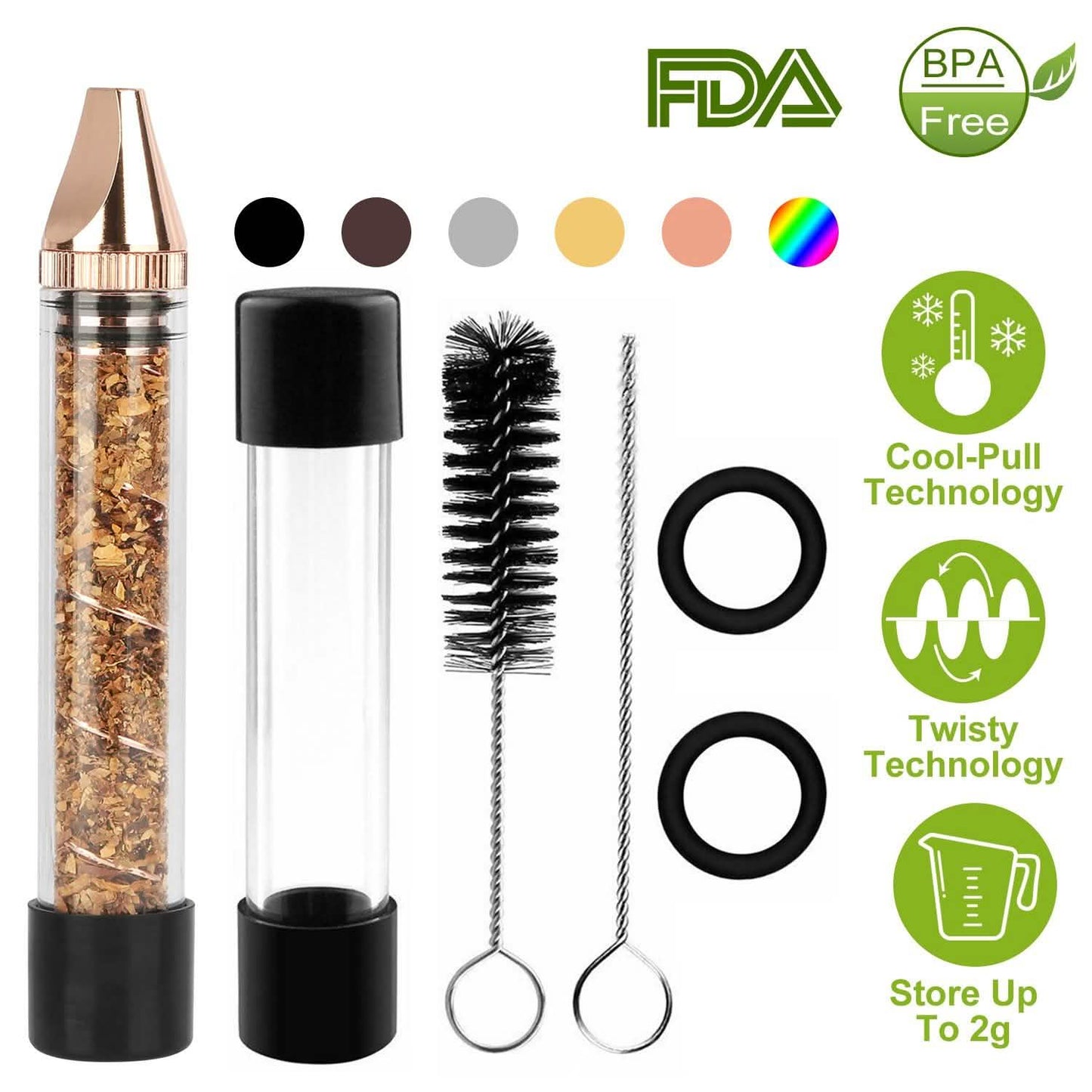 7-in-1 Grinder Blunt Kit with Smoking Metal Tip Cleaning Brush