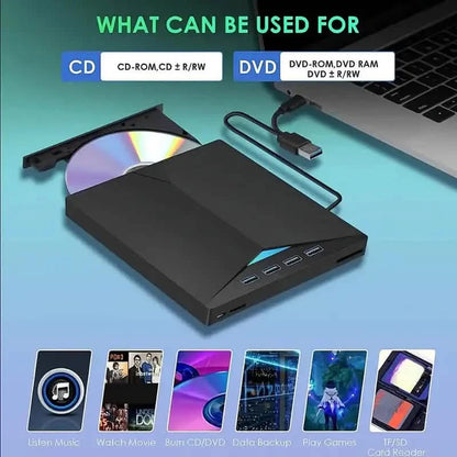 7-In-1 Portable External CD/DVD Drive