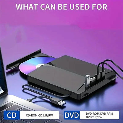 7-In-1 Portable External CD/DVD Drive