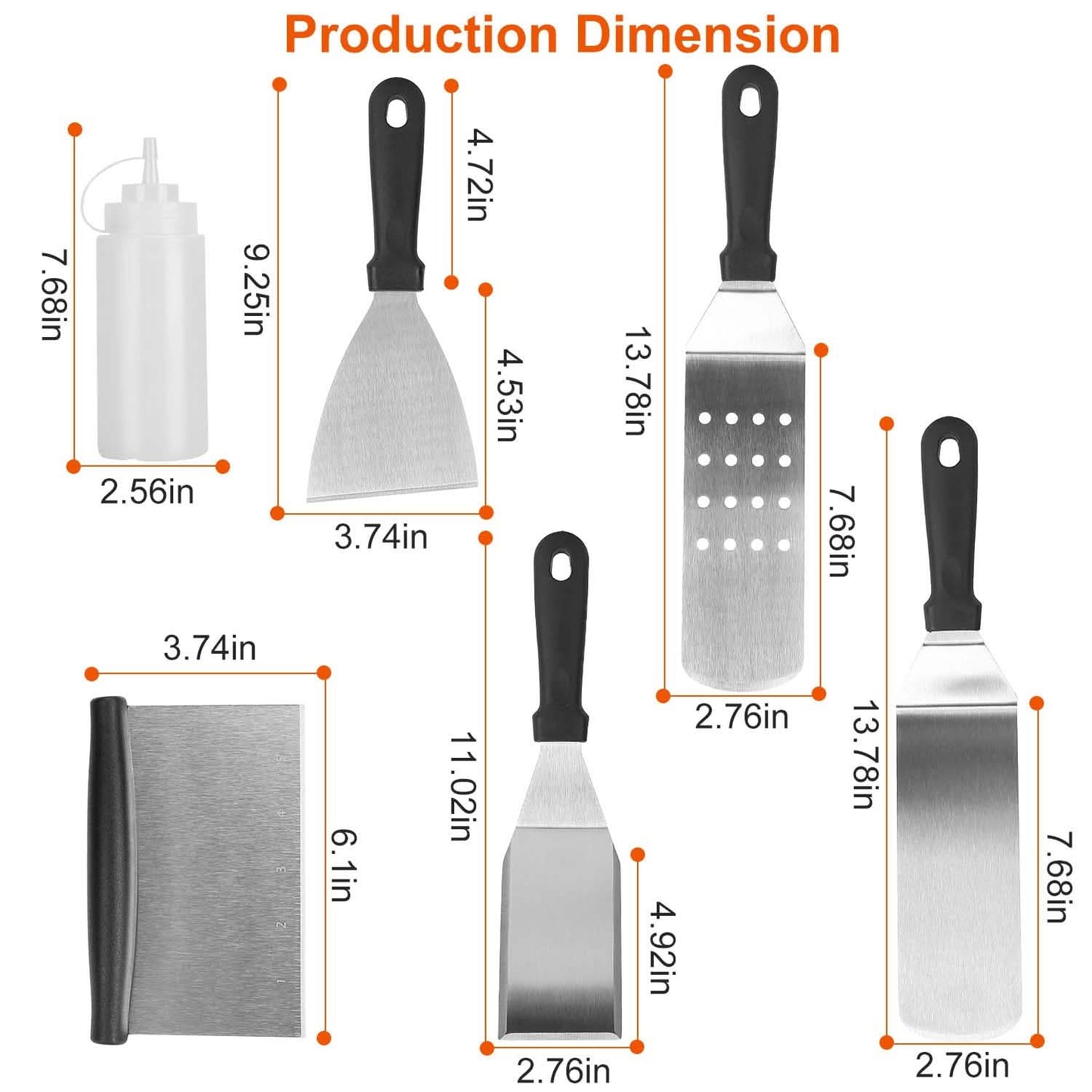 7-Piece Set: Stainless Steel BBQ Grilling Utensil Tools