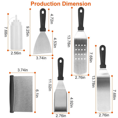 7-Piece Set: Stainless Steel BBQ Grilling Utensil Tools