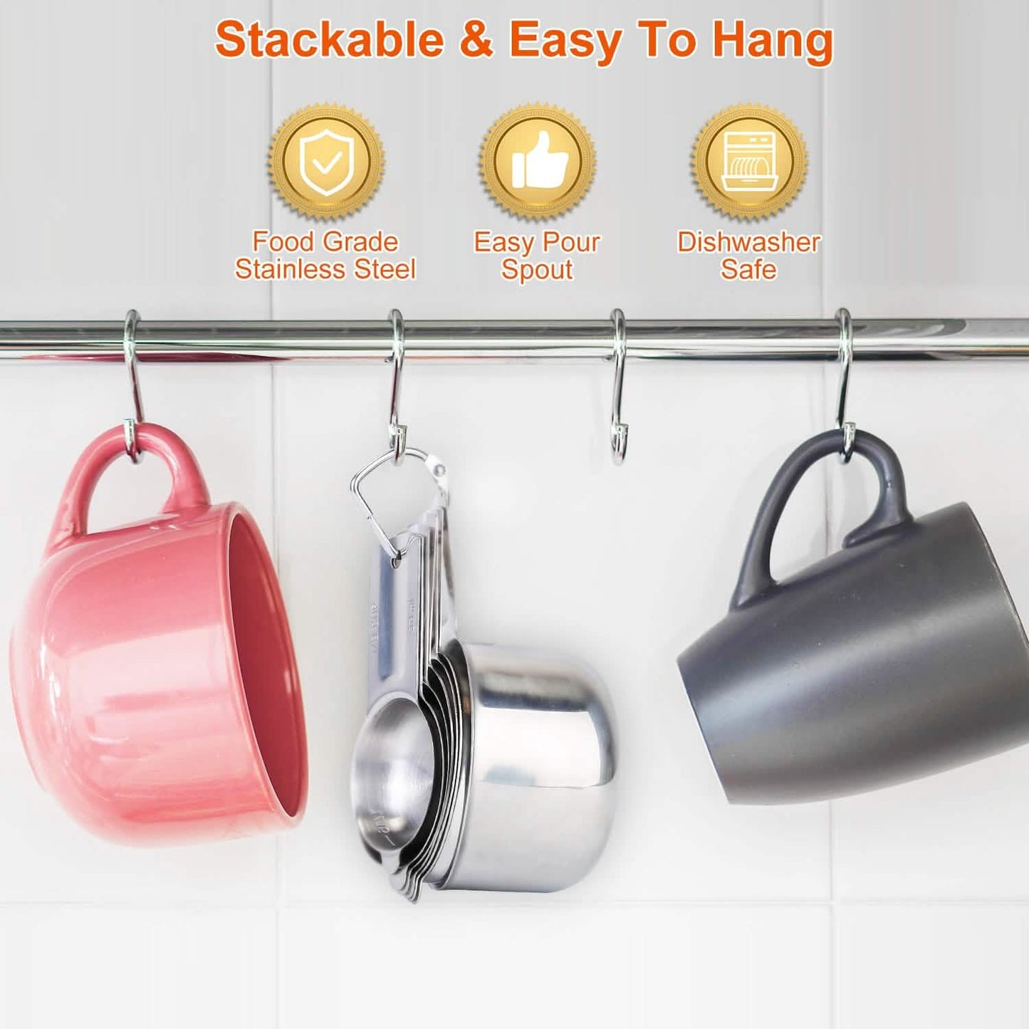 7-Piece: Stainless Steel Measuring Cups