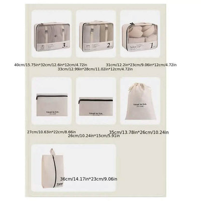 7-Piece: Travel Packaging Cube Bags