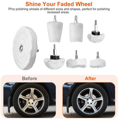 7-Pieces Set: Wheels Polishing Pads Car Buffing