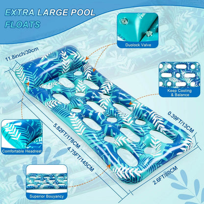 70" x 30" Inflatable Lounge Pool with Headrest