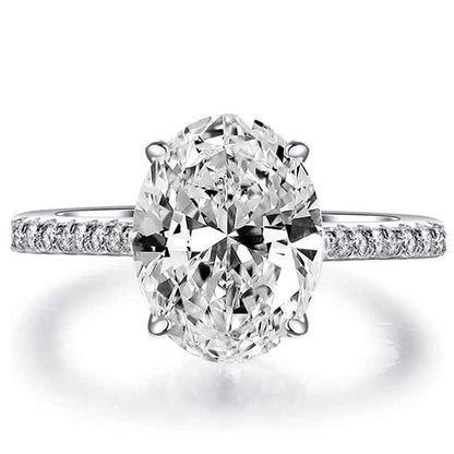 7.00 CTTW Oval Cut Engagement Ring in White Gold