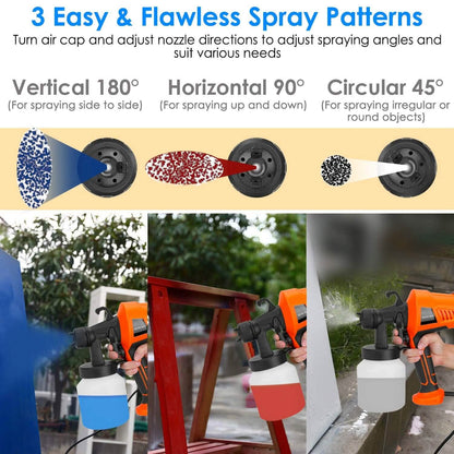700W Electric Paint Sprayer Handheld with 3 Spray Patterns 800ml