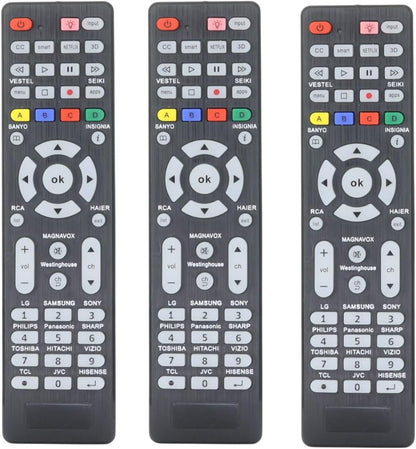 [3-Pack] Anderic RR1DTV Universal Smart TV Remote Control with Backlight and Quick Programming for All Brands