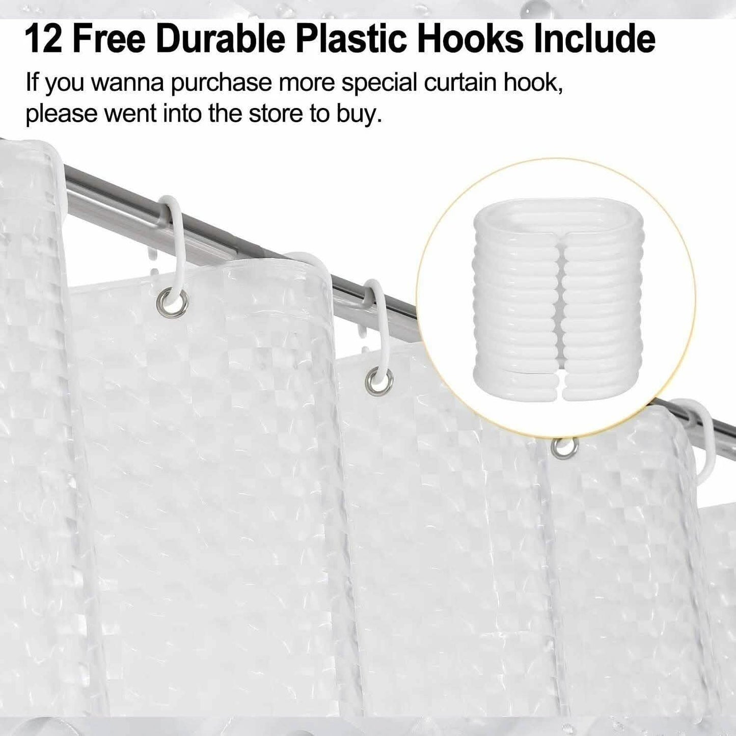 72 Inch FITNATE EVA Shower Clear Curtain Liner
