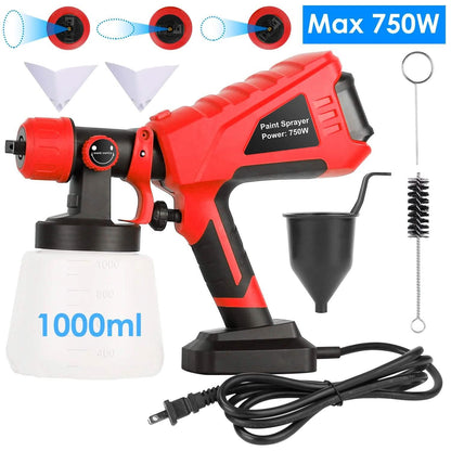 750W Electric Paint Sprayer Handheld with 3 Spray Patterns