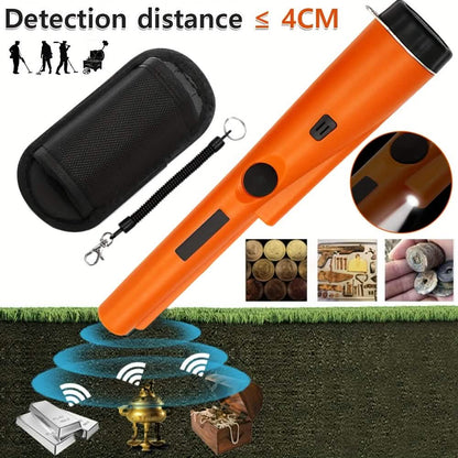 360° Pinpointer Metal Detector with LED, Vibration & Holster (Orange)