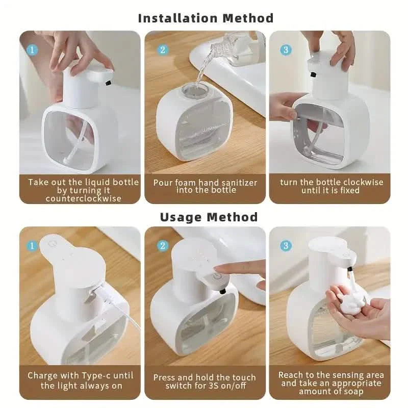 Automatic Foam Soap Dispenser – Touchless, USB Rechargeable, Adjustable Volume