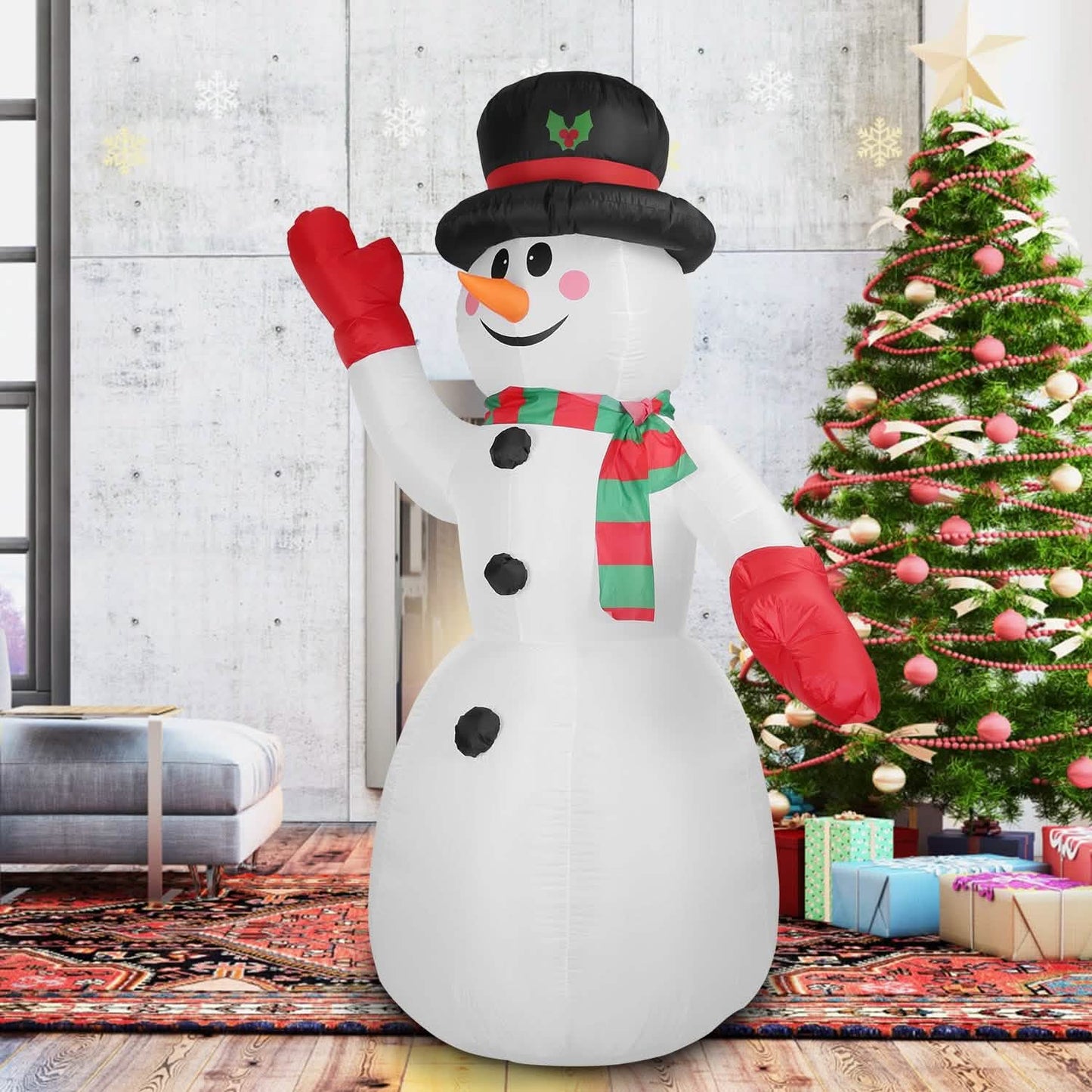 7.9ft Christmas Inflatable Giant Snowman Blow Up with LED Lights Hat Scarf