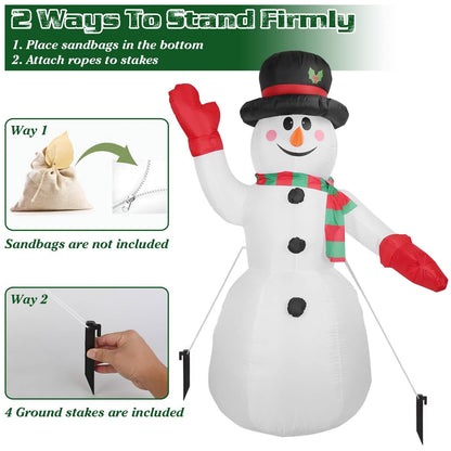 7.9ft Christmas Inflatable Giant Snowman Blow Up with LED Lights Hat Scarf