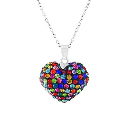 Bubble Heart Pendant in Solid Sterling Silver Made with Swarovski Elements