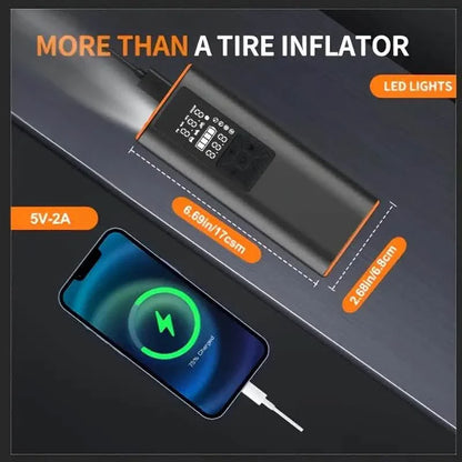 Portable Tire Inflator Air Compressor – 150 PSI Digital Air Pump with Light for Car, Bike & Motorcycle