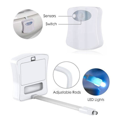 8-Color LED Sensor Motion-Activated Bathroom Toilet Light