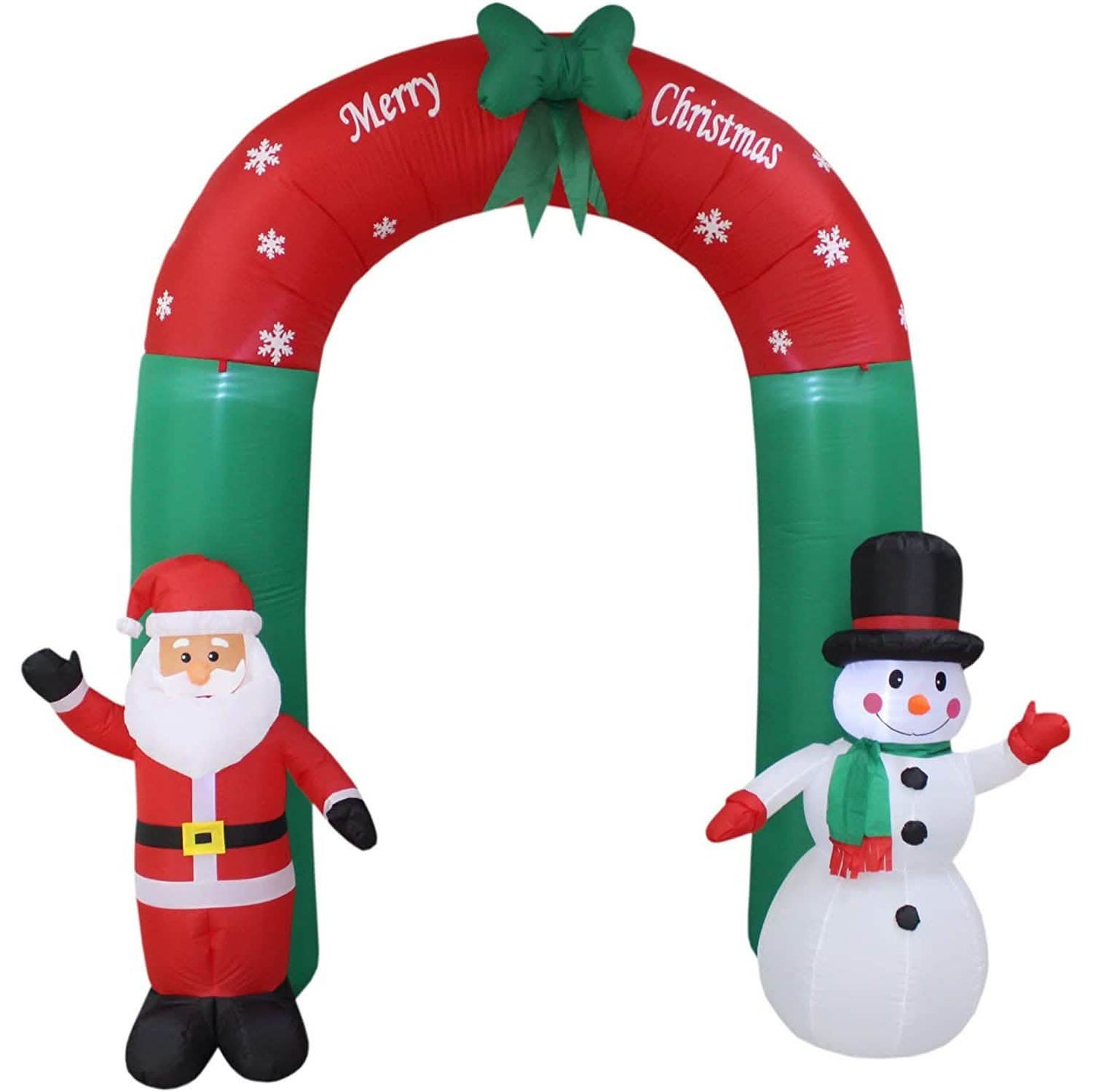 8 Foot Tall Lighted Christmas Inflatable Santa Claus and Snowman Archway